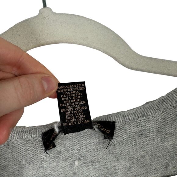 Marisa Christina Grey V-Neck Angora Rabbit Wool Blend Sweater Cozy Womens Small - Picture 4 of 5